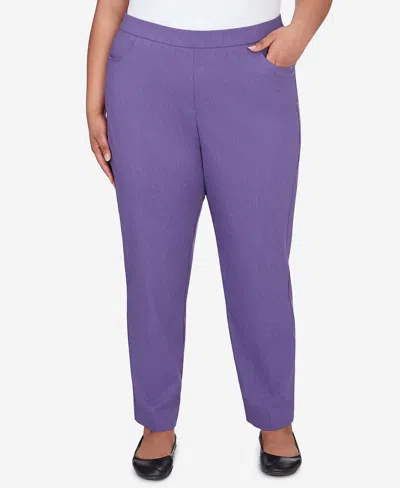 Alfred Dunner Plus Size Charm School Classic Charmed Short Length Pant In Iris