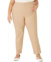 Alfred Dunner Second Nature Plus Size Pull-on Colored Straight Leg Pants In Brown