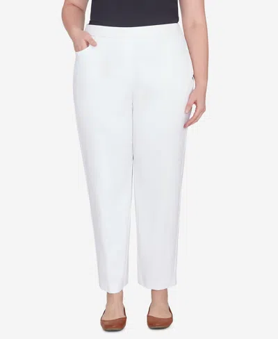Alfred Dunner Plus Size Classic Allure Fit With Elastic Comfort Waistband Pants In Pure White