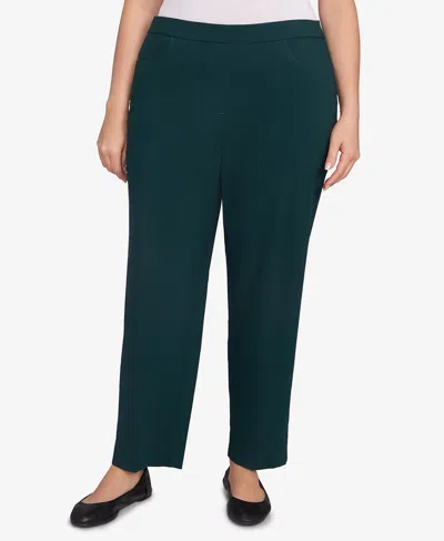 Alfred Dunner Plus Size Classic Allure Fitted Stretch Medium Length Pants In Green