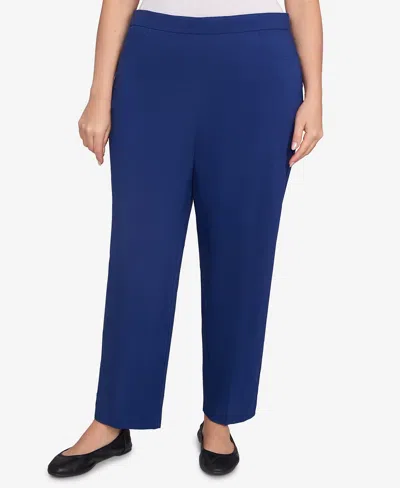 Alfred Dunner Plus Size Classic Allure Fitted Stretch Short Length Pants In Blue