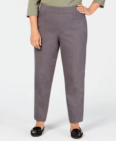 Alfred Dunner Plus Allure Womens Slimming Pull On Straight Leg Pants In Grey