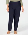 Alfred Dunner Plus Size Classic Allure Tummy Control Pull-on Pants In Navy