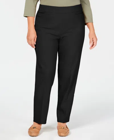 Alfred Dunner Plus Size Classic Allure Tummy Control Pull-on Short Length Pants In Black