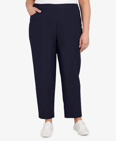 Alfred Dunner Plus Size Classic Allure Tummy Control Pull-on Short Length Pants In Navy
