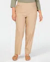 Alfred Dunner Plus Allure Womens Tummy Slimming Modern Fit Trouser Pants In Tan