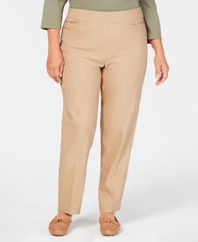 ALFRED DUNNER PLUS SIZE CLASSIC ALLURE TUMMY CONTROL PULL-ON SHORT LENGTH PANTS