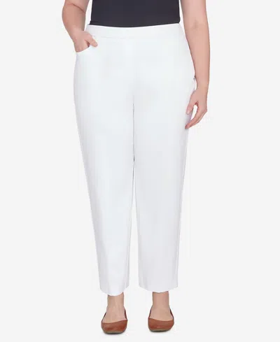 Alfred Dunner Plus Size Classic Allure Tummy Control Pull-on Average Length Pants In White