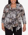 Alfred Dunner Classic Animal Melange Two In One Top In Neutral