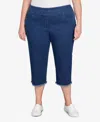 Alfred Dunner Plus Size Classic Black Denim Fringe Capri Pants In Dark Denim