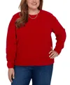 Alfred Dunner Plus Size Classic Cable Pullover Chenille Sweater In Red