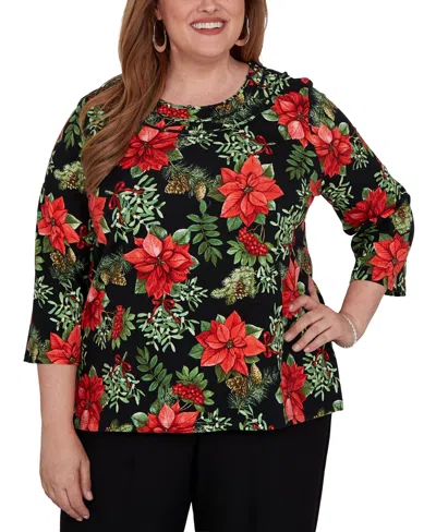 Alfred Dunner Plus Size Classic Cardinals On Branches Knit Top In Multi