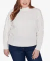 Alfred Dunner Plus Size Classic Chenille Diamond Turtleneck Sweater In Ivory