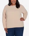 Alfred Dunner Plus Size Classic Chenille Pullover Sweater In Latte