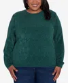 Alfred Dunner Plus Size Classic Chenille Pullover Sweater In Pine