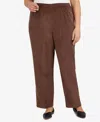 Alfred Dunner Plus Size Classic Corduroy Elastic Waist Medium Length Pants In Brown