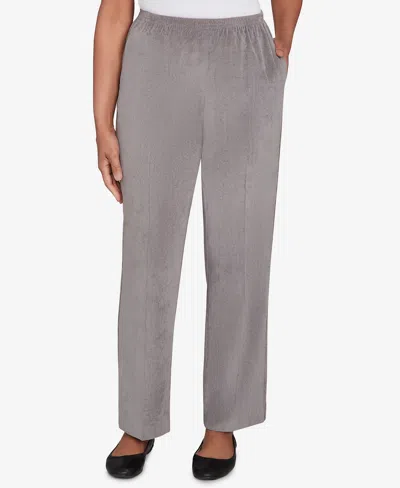 Alfred Dunner Plus Size Classic Corduroy Elastic Waist Short Length Pants In Gray