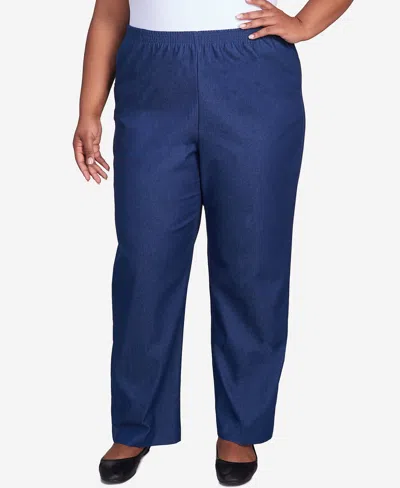 Alfred Dunner Plus Size Classic Denim Pull-on Straight-leg Average Length Pants In Black