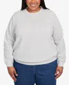 Alfred Dunner Plus Size Classic Embellished Neckline Anti-pill Sweater In Gray