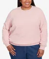 Alfred Dunner Plus Size Classic Embellished Neckline Anti-pill Sweater In Pink