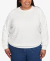 Alfred Dunner Plus Size Classic Embellished Neckline Anti-pill Sweater In White