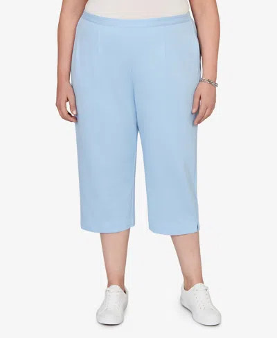 Alfred Dunner Plus Size Classic Everyday French Terry Flat Front Capri Pants In Blue