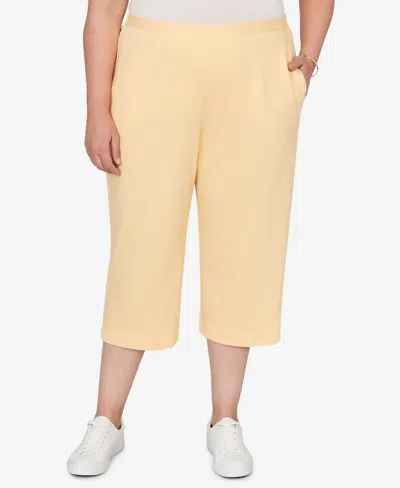Alfred Dunner Plus Size Classic Everyday French Terry Flat Front Capri Pants In Neutral