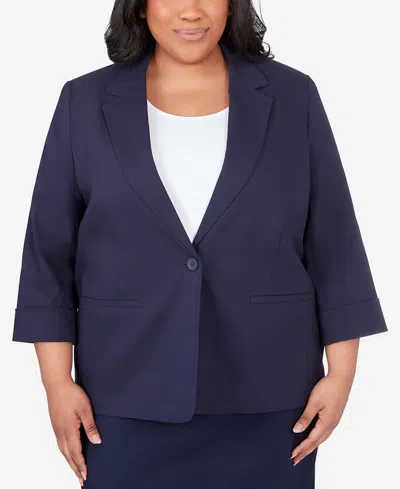Alfred Dunner Plus Size Classic Fit Jacket In Navy