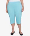 Alfred Dunner Plus Size Classic Flat Front Allure Clamdigger Pants In Aqua