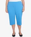 Alfred Dunner Plus Size Classic Flat Front Allure Clamdigger Pants In Azure