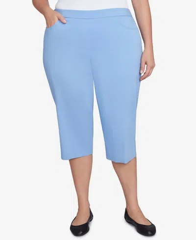 Alfred Dunner Plus Size Classic Flat Front Allure Clamdigger Pants In Iris