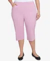 Alfred Dunner Plus Size Classic Flat Front Allure Clamdigger Pants In Peony