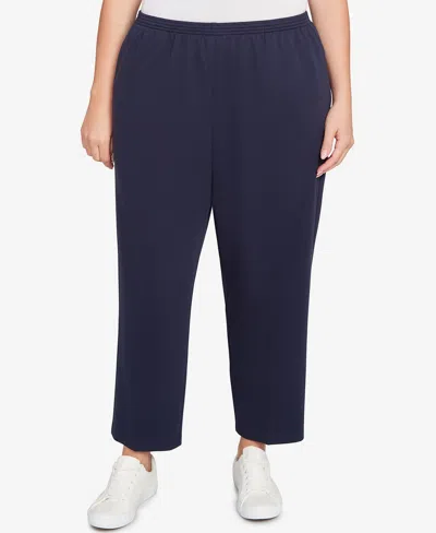 Alfred Dunner Plus Size Classic French Terry Short Length Pants In Blue
