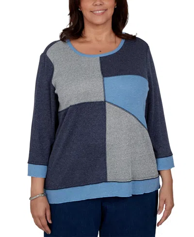 Alfred Dunner Plus Size Classic Heathered Colorblock Knit Top In Multi