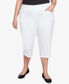 Alfred Dunner Plus Size Charleston Textured Zig Zag Capri With Pockets In White