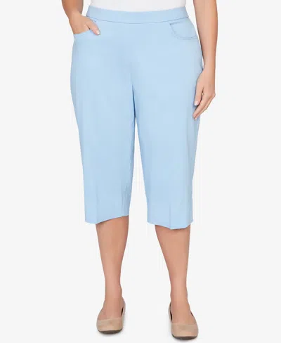 Alfred Dunner Plus Size Classic Pastel Millenium Allure Clamdigger Pants In Blue