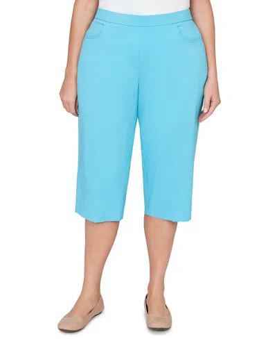Alfred Dunner Plus Size Classic Pastel Millenium Allure Clamdigger Pants In Blue