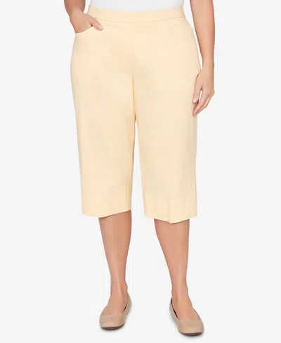 Alfred Dunner Plus Size Classic Pastel Millenium Allure Clamdigger Pants In Yellow