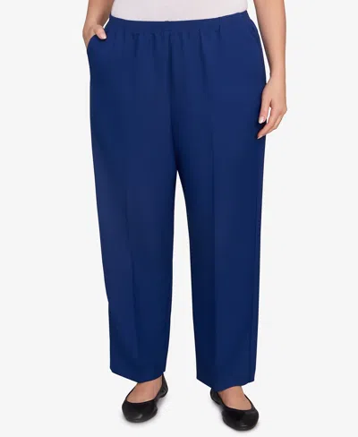 Alfred Dunner Plus Size Classic Poly Accord Short Length Pants In Blue
