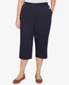 Alfred Dunner Plus Size Classic Solid Twill Button Hem Capri Pants In Blue
