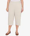 Alfred Dunner Plus Size Classic Solid Twill Button Hem Capri Pants In Neutral