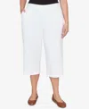 Alfred Dunner Plus Size Classic Solid Twill Button Hem Capri Pants In White