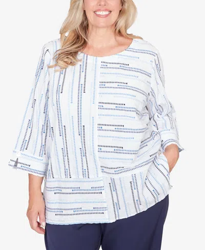 Alfred Dunner Plus Size Classic Spliced Jacquard Stripe Top In Multi