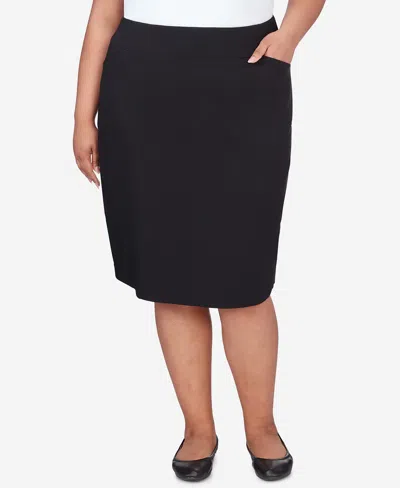 Alfred Dunner Plus Size Classic Stretch Waist Skirt In Black