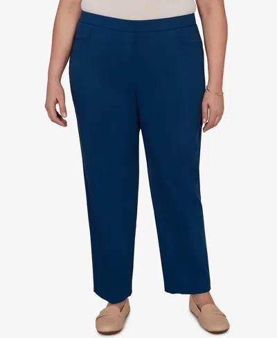 Alfred Dunner Plus Size Colored Allure Stretch Short Length Pants In Blue