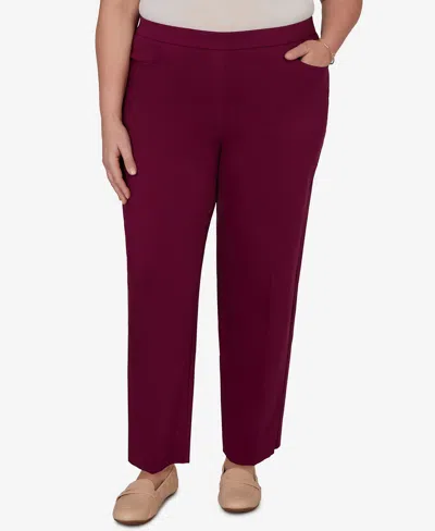 Alfred Dunner Plus Size Colored Allure Stretch Short Length Pants In Red