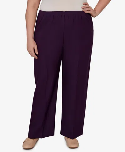 Alfred Dunner Plus Size Colored Pull-on Pants In Animal Print