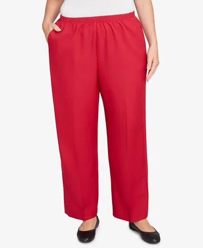 Alfred Dunner Plus Size Colored Mid-rise Pants In Red