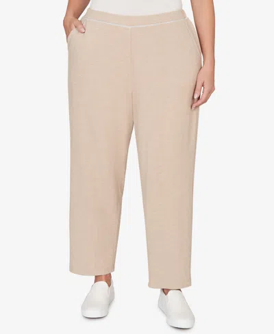 Alfred Dunner Plus Size Comfort & Joy Comfort Everyday Slant Pocket Short Length Pants In Brown