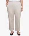 Alfred Dunner Plus Size Coming Up Roses Sateen Woven Average Length Pants In Neutral